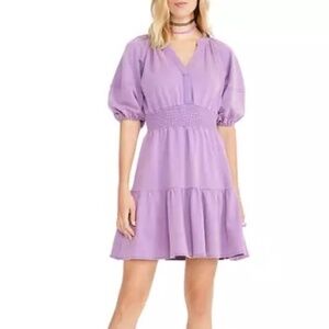 Besty Johnson Women's Puff Sleeve Smock Waist Fit and Flare Dress Size Small